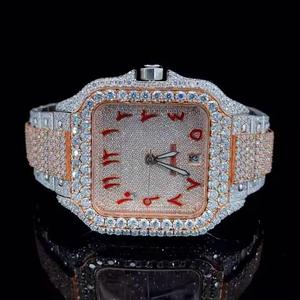Montre-bracelet pour homme en diamant Moissanite VVS de haute qualité, très vendue, bracelet en acier inoxydable, mouvement mécanique, verre glacé, style hip-hop - Product Image 1