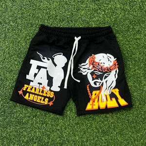 Short de basket-ball d'été décontracté avec logo personnalisé OEM 5 pouces de haut Bermuda de rue respirant coton sérigraphié motif unique 6XL - Product Image 6