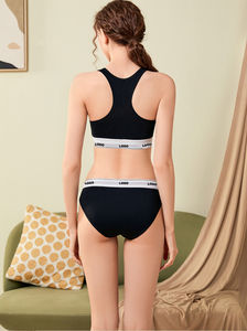 Ensemble de lingerie pour femmes de haute qualité, rembourré, col en V, respirant, soutien-gorge de sport à effet push-up, ensemble de culottes, bande élastique, sans armatures, soutien de la taille - Product Image 4