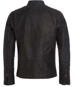 Chaquetas de cuero negro sólido de motociclista informales de cuero auténtico hechas a medida para hombre con cremallera para hombre - Product Image 6
