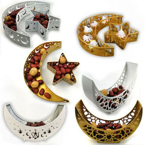Design tendance métal doré Eid Ramadan décor plateaux de service grande taille forme rectangulaire Ramadan décoration plateau - Product Image 3