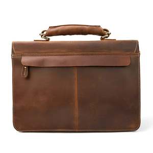 Fournisseurs de dropshipping, vente en gros, sac messager de luxe en cuir de vache pour ordinateur portable 14 pouces, sacoche vintage, sac à main unisexe - Product Image 3