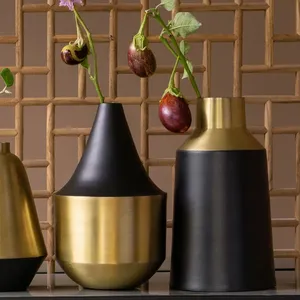 Glossy Floral Hammered Iron Floor <b>Vase</b> Handmade Royal Gold <b>Chinese</b> New Year Table flower <b>Vase</b> Diwali Decor Coastal Design - Product Image 2