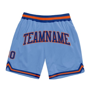 Industrie Direct Engro Sportswear Pantalones cortos de baloncesto Custom Light Blue Royal-Orange Authentic Throwback Basketball Shorts - Product Image 1