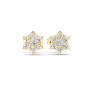 Boucles d'oreilles clous florales en diamant de laboratoire 0,38 CT, clarté VVS-VS EF, or 18 carats, 14 carats, 10 carats et argent 925, moissanite et or rose, jaune - Product Image 1