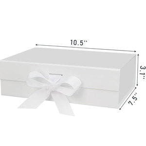 Caja de regalo magnética blanca de 10,5 "X7.5" X3.1 "con tapa y cinta para regalos de cartón, portátil y de estilo clásico - Product Image 2