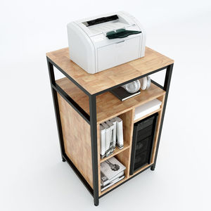 Support CPU KCPU68007 avec support d'imprimante, en bois de caoutchouc et structure en fer, doté d'une étagère intégrée - Product Image 2
