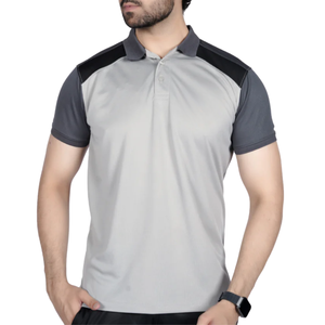 Polo pour homme gris et noir à manches courtes, vêtements de sport élégants, confortables, de haute qualité, tissu respirant, haut décontracté tendance - Product Image 1