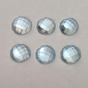 Topacio azul cielo de 8mm, tablero de damas redondo rosecut 2,44 CT, parte trasera plana - Product Image 4