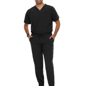 ชุดสครับผู้ชาย ผ้าสเตรช คอวี เสื้อสครับพร้อมกางเกงสครับทรงจ็อกเกอร์ 6 กระเป๋า เอวยางยืด สำหรับผู้ชาย - Product Image 1