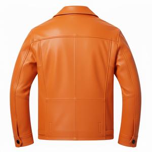 Chaqueta Larga de Cuero Urbana para Hombre con Cuello de Lona |   Logotipo Personalizado OEM |   Ropa de Primavera y Otoño - Product Image 2