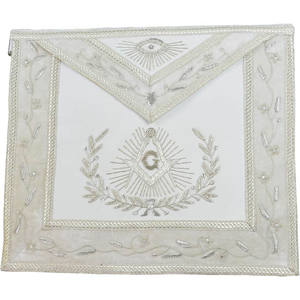 100% piel de cordero cuero blanco bordado a mano masónico Hub pasado Master Delantal Kit - Product Image 6