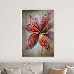 Printed Canvas: Watercolor Lily Flower, Elegant Floral Art Print,WHITE <b>FRAMED</b> CANVAS - Product Image 1