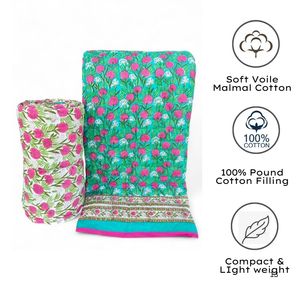 Juego de edredón de algodón orgánico ligero para todas las estaciones con estampado de bloque de mano, funda de cama doble, regalo suave para el hogar con opciones personalizables - Product Image 4