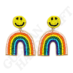 Pendientes bordados de forma única en oro y blanco hechos a mano, tela de algodón de alta calidad, joyería temática náutica en Color azul y blanco - Product Image 5