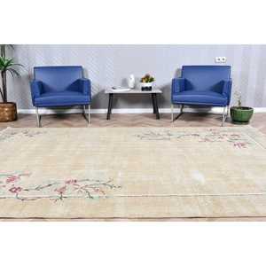Alfombra Turca Vintage de 6.7x10 pies (204x306 cm), Alfombra de Lana Beige - Product Image 1