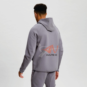Survêtement de gym de haute qualité avec logo imprimé personnalisé pour hommes Survêtement à capuche avec fermeture éclair Matériau polaire flexible - Product Image 4