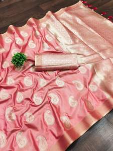 Nouveau lancement doux coton soie avec tissage blouse pièce sari pour femmes - Product Image 4