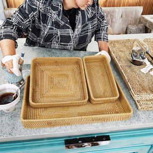 Cheap Price Vietnamese Round Woven Rattan Storage Tray Kitchen & Bathroom Tableware Organizer with Spice and Jewelry Storage - Product Image 4