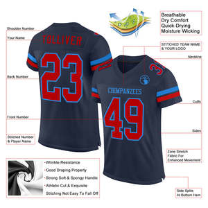Camiseta de fútbol americano personalizada avanzada, uniforme transpirable que absorbe la humedad para la práctica y el juego del equipo universitario escolar - Product Image 2