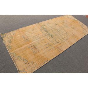 Vintage Turkish Rug 3.5x8.2 ft (108x251 cm), <b>Yellow</b> Floral Rug - Product Image 2