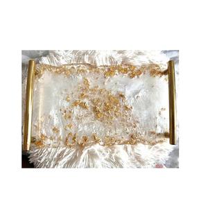 <b>Epoxy</b> <b>Resin</b> Serving Tray Home Kitchen and <b>Table</b> <b>Top</b> Accessories Handmade Shape <b>Epoxy</b> <b>Resin</b> Tray With Metal Handle - Product Image 6