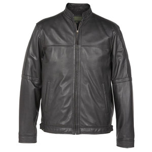 Veste classique en cuir véritable avec fermeture éclair pour hommes Paul à col montant, veste en cuir d'agneau nappa souple pour hommes - Product Image 1