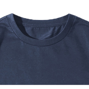 T-shirt décontracté pour homme, 220g, 100% coton biologique, manches courtes, couleur unie, col rond, coupe ample, surdimensionné, brodé, respirant, vierge - Product Image 2