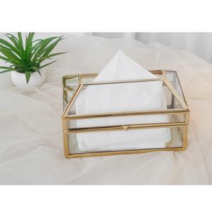 Trending Design Metal/Glass Gold <b>Tissue</b> Paper Holder for Home & <b>Wedding</b> Tabletop Decoration Rectangle <b>Tissue</b> Box - Product Image 2