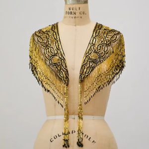 Capa Burlesca Elegante con Flecos, Hilos de Cuentas y Lentejuelas, Hermosa Silueta Recta, Cierre en el Cuello, Estilo Festivo, para Club, de Poliéster - Product Image 1