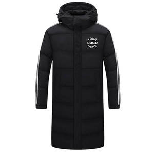 Wholesale Outdoor Custom Warm Utility <b>Canvas</b> Stand Collar Front Logo Long Hoodie Puffer <b>Jacket</b> for Men - Product Image 2