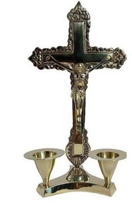 Crucifijo cruzado de latón macizo decorativo para iglesia, portavelas de latón, suministros para iglesia, artículo de uso decorativo para Iglesia - Product Image 2