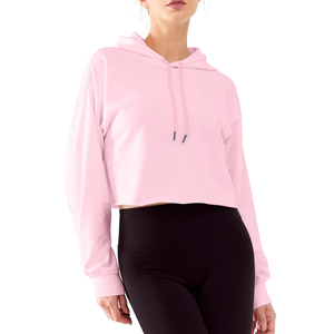 Sweats à capuche courts personnalisés pour femmes respirants et confortables sweats à capuche tricotés en coton épais pour femmes - Product Image 5