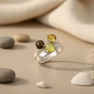 Bague pour femme en argent 925 avec pierre précieuse, bague cocktail géométrique marquise, pierre naturelle zircon, sertie en rhodium, incrustation en platine - Product Image 3