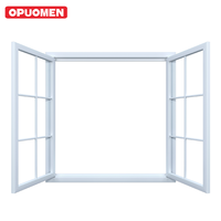 OPUOMEN European Bay Window Marco de aluminio blanco Barra de celosía francesa Ventana abatible con aislamiento térmico de doble acristalamiento para la venta