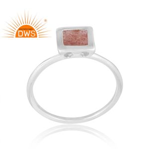 El mejor diseño de Plata de Ley 925, piedra preciosa de cuarzo de fresa Natural, nuevo anillo, joyería personalizada para mujer, regalo para ella - Product Image 1