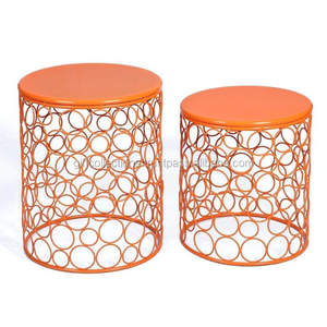 Excellent Quality Orange Colour <b>Stool</b> Set of Two for Living Room Furniture Luxury Bar <b>Stools</b> Available at Wholesale Price - Product Image 3