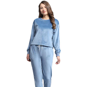Ensemble de survêtement en velours décontracté pour femmes, sur mesure, chaud, pantalon long, vêtements de sport, ensemble de survêtement deux pièces pour femmes - Product Image 1