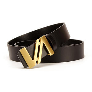 Manufacturer Business Durable Top Grain Men Solid Brass Plate Buckle <b>Genuine</b> <b>Leather</b> <b>Belt</b> for Adults Casual Dress - Product Image 4