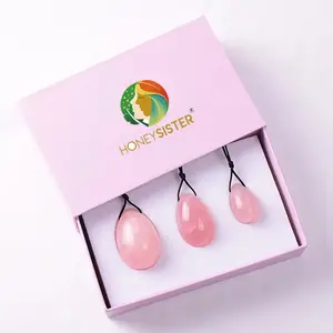 Oeufs Yoni en Jade, matériel naturel, vente en gros, Quartz Rose, ensemble d'œufs Yoni