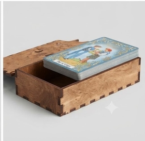 Nouvelle arrivée, boîte à tarot en bois, ensemble de cartes, design artistique, conteneur de rangement décoratif - Product Image 1