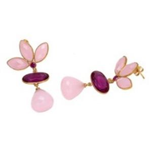 Nouvel arrivage de boucles d'oreilles en calcédoine rose et Tourmaline rose Hydro pierre précieuse en argent Sterling 925 forme poire et ovale - Product Image 1