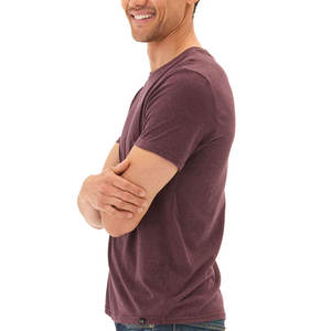 เสื้อยืดผ้าฝ้ายคอกลมสำหรับผู้ชายเสื้อคอตตอนคอกลมผ้าคอตตอนผสมสีแดงเข้มออกแบบโลโก้ได้ตามต้องการแขนสั้น - Product Image 5