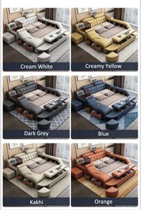 Modern Multifunctional Smart Leather Double Bed Light Luxury Intelligent <b>Projector</b> Storage Massage Lighting 2 Places Living Room - Product Image 3