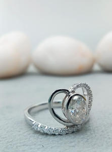 Solitaire fantaisie personnalisé Big 2 carats or 14k 18k fiançailles ovale VVS Moissanite mariage bague en diamant 100% satisfaction garantie - Product Image 2