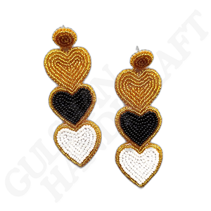 Pendientes de tela de algodón de alta calidad premium hechos a mano multicolor en forma de corazón bordado joyería bordado de costura - Product Image 1