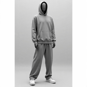 ชุดเสื้อมีฮู้ดและกางเกงวอร์มแฟชั่นสำหรับผู้ชายโอเวอร์ไซส์กางเกงขาบานแนวสตรีท500 GSM พรีเมี่ยม - Product Image 3