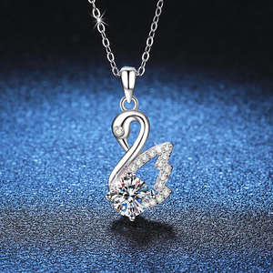 Fashion <b>Jewellery</b> Classic S925 Sterling Silver VVS1 Moissanite 1Ct Silver Plated Swan Pendant Necklace Birthday Party Gift - Product Image 4