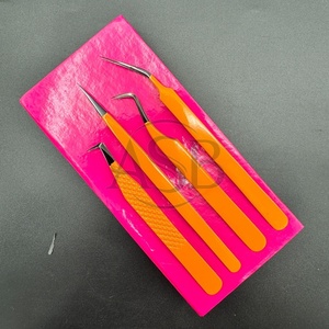 Pinzas para Pestañas ASB Personalizables, Negras y Naranjas, 45 y 90 Grados, Diseño Delgado, Acero Inoxidable Sostenible, Precisión Probada a Mano, 11 cm - Product Image 1