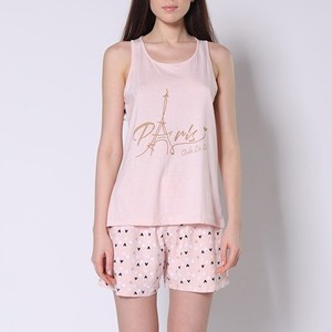 Women's Casual 100% Cotton <b>Pyjamas</b> Soft Jersey Fabric Button Front Elastic Waist Closure <b>Summer</b> Autumn ODM Supply Women's - Product Image 1